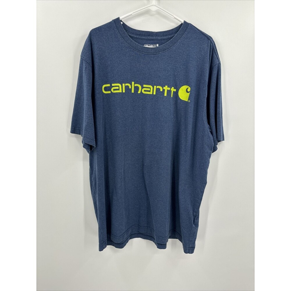 Carhartt Shirt Mens XL Blue Highlighter Loose Fit Work Tee logo TK0195-M